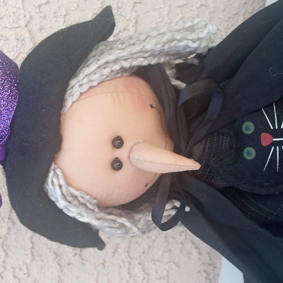 🎃  Halloween Witch Doll w Long Nose & Black Cat 25"  NEW - Picture 5 of 12